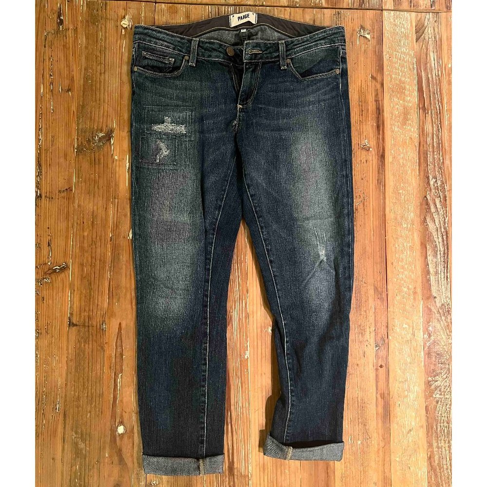 PAIGE Skyline Ankle Peg Distressed Jeans